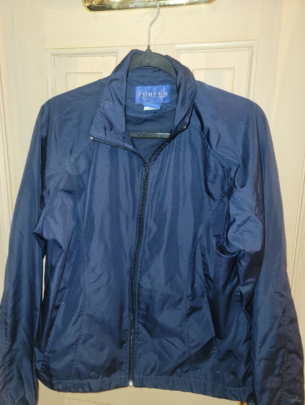 Mens Sz M Turfer Sport Navy Blue Lightweight Jacket Windbreaker - Picture 6 of 8